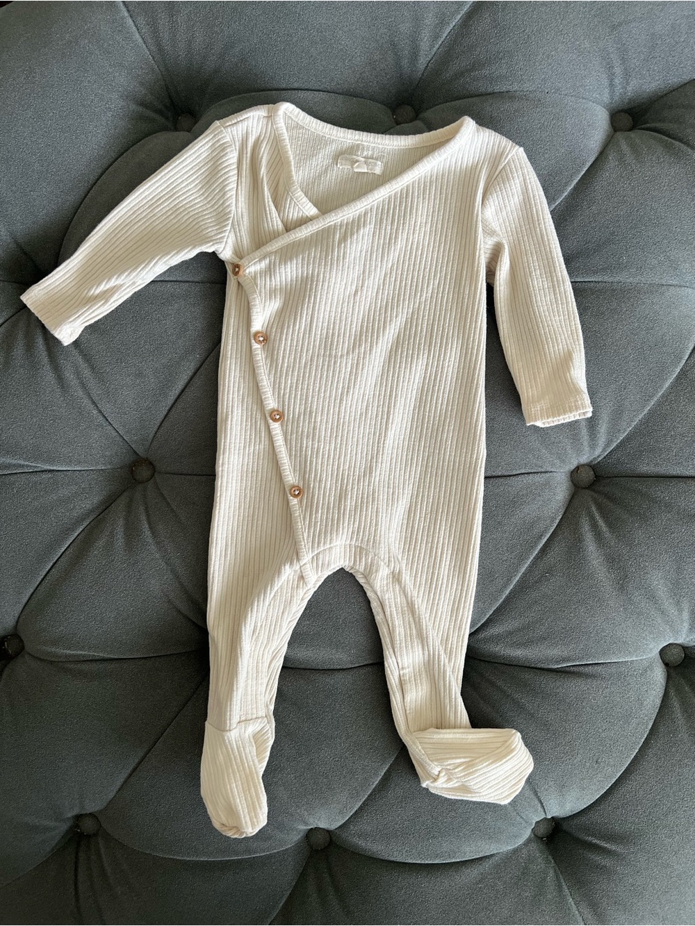 Cream Ribbed Footed Baby One-Piece Romper